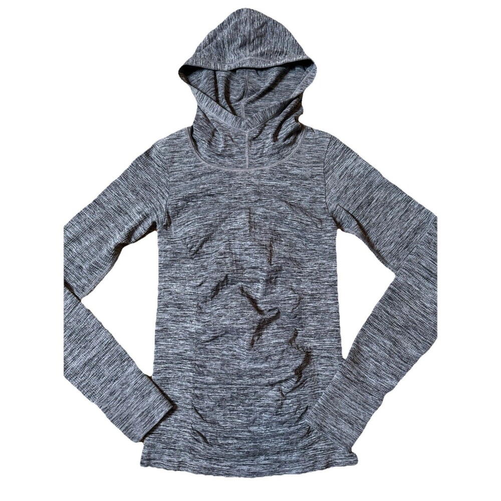 Athleta Renew Radiance Hoodie Gray Space Dye Sz Small Gym Athleisure Running